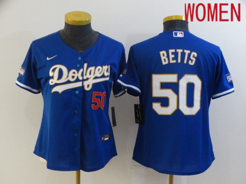 Women Los Angeles Dodgers #50 Betts Blue Game 2021 Nike MLB Jerseys->los angeles dodgers->MLB Jersey
